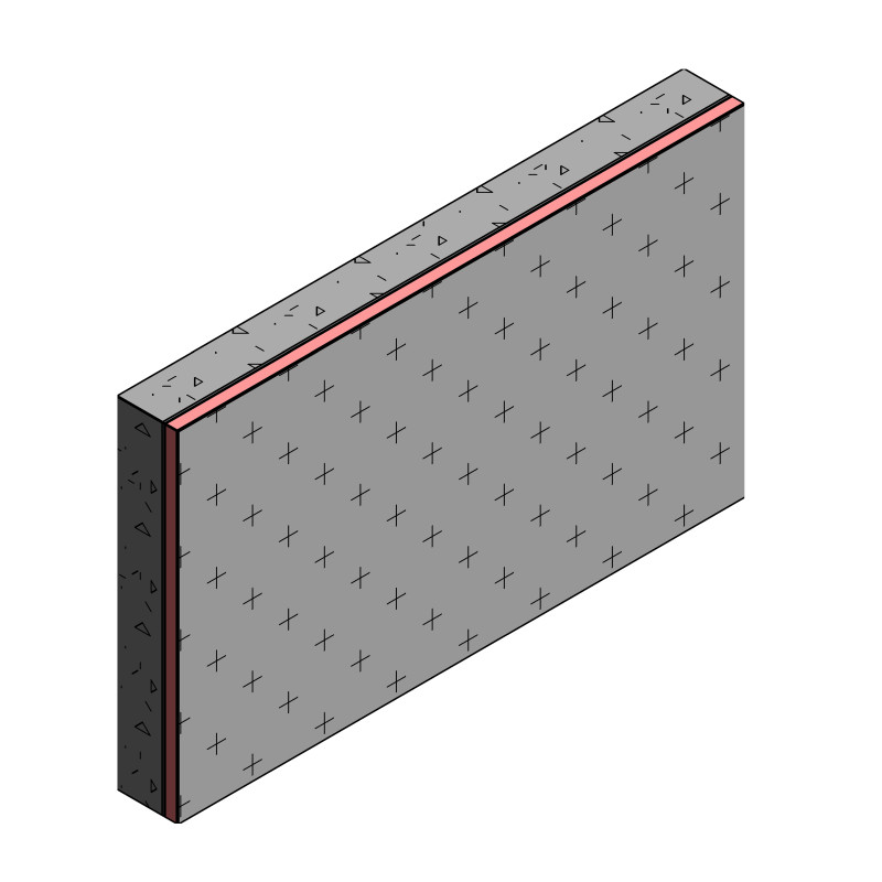 Конструкция вертикальной гидроизоляции с пенополистирольной теплоизоляцией, защитным слоем из профилированной мембраны Тефонд, КП3