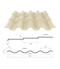 Металлочерепица «Андалузия» RAL 1015 светлая слоновая кость