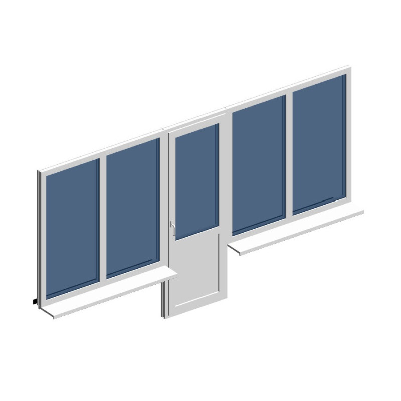 Балк. блок с 2-мя 2-ств. окнами по бокам Thermotech(кл.А)