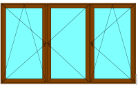 Окно трехстворчатое с вертикальными импостами v68