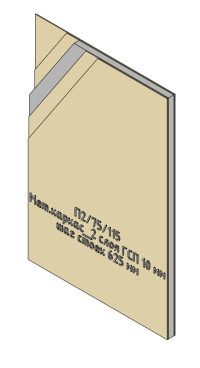 Перегородка, гипсостружечная плита (ГСП) 2х10мм, М_П2_75-115