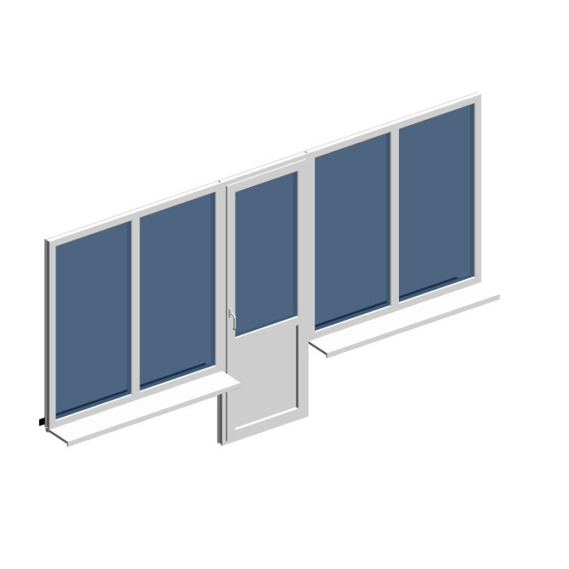 балконная дверь + 2 окна, фурнитура ACCADO