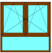 Окно трехстворчатое (створки сверху) v68