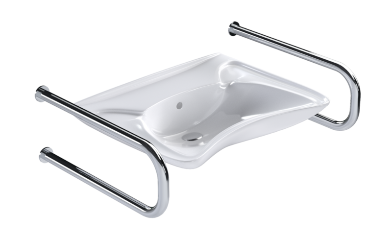 Раковина для инвалидов Y11 с двумя двухопорными поручнями