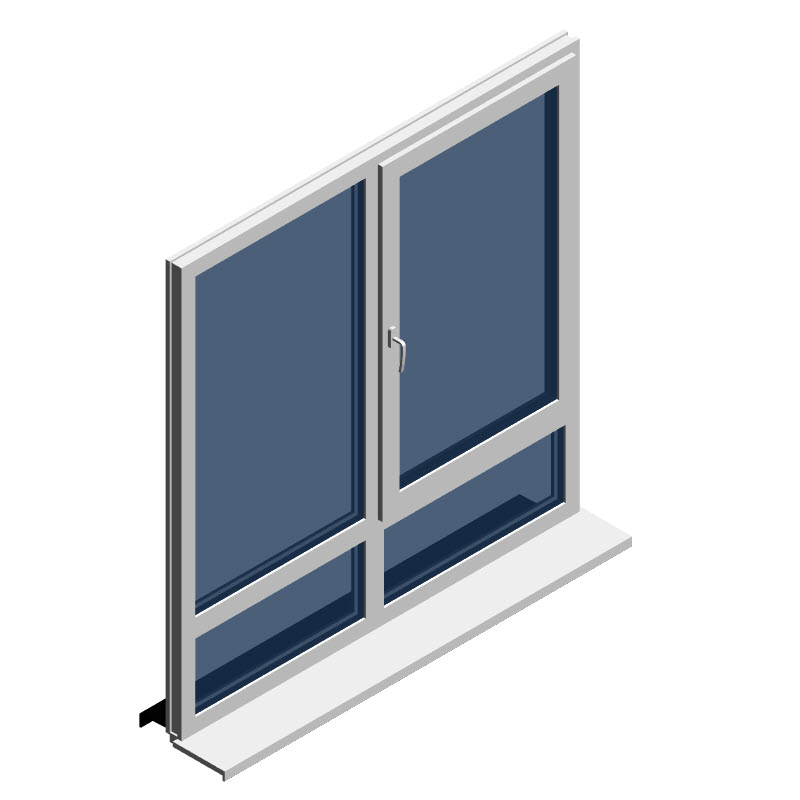 Окно 2-ств. с глух. частью снизу Nordprof (70мм)