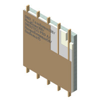 Конструкция вентилируемого фасада с утеплением, с ветрозащитой ONDUTISS PRO A на основании из газобетона