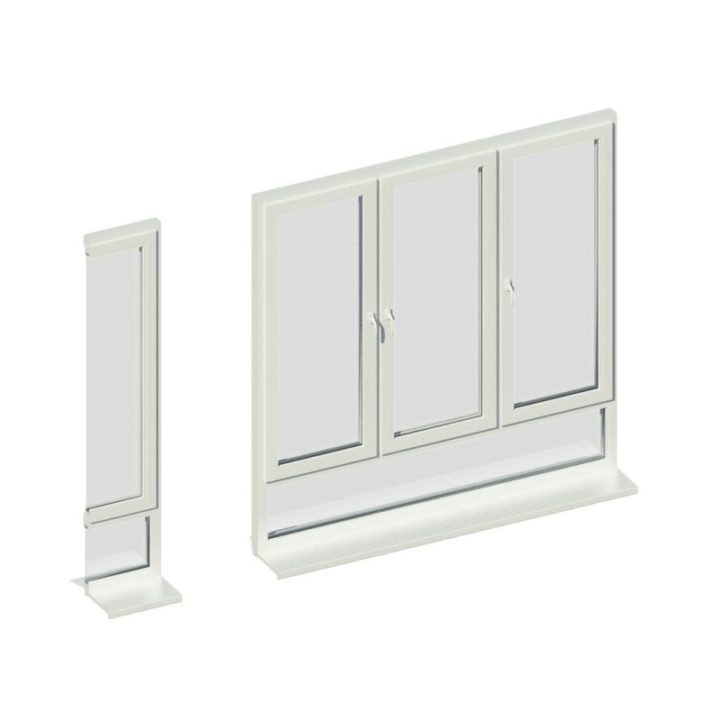 Окно 3-ств. комбинир., с фрамугой снизу, KÖMMERLING_76