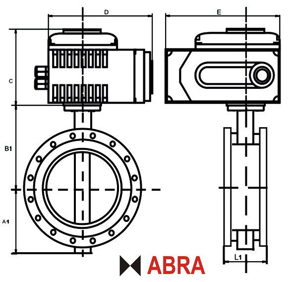 Затвор дисковый фланцевый ABRA-BUV-FLDN50-1000 PN10/16 с э/п