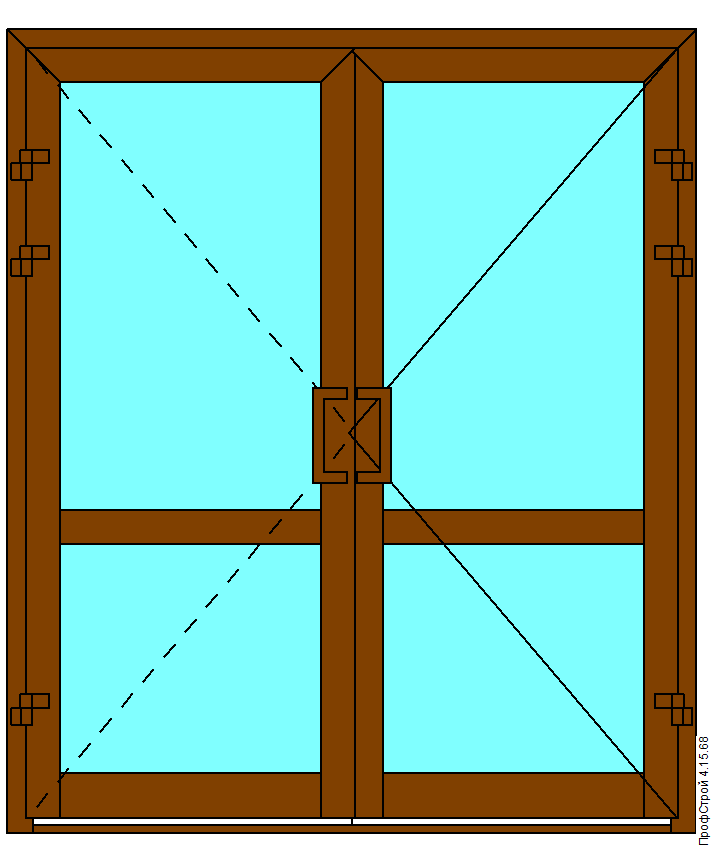 Дверь двустворчатая внутреннего открывания с цоколем v60