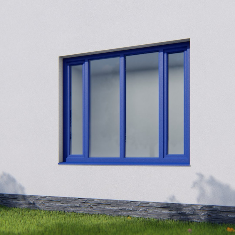 Окно четырехстворчатое, две глухие створки