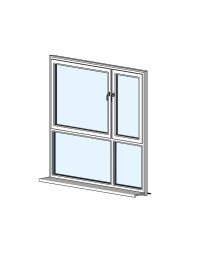 Окно двухстворчатое с фрамугами снизу IVAPER 70