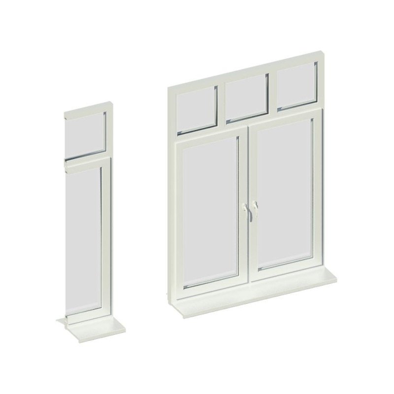 Окно 2-ств. комбинир., с 3 фрамугами сверху, KÖMMERLING_76