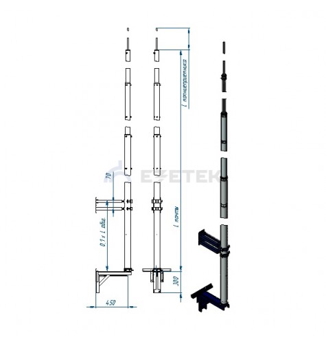 Молниеотвод стержневой секционный, легкая серия