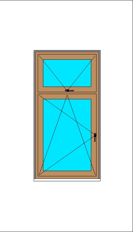 Окно двухстворчатое с горизонтальным импостом V72