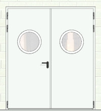 Дверь противопожарная ДПМО-Огнедекор-02/60, 2 иллюминатора