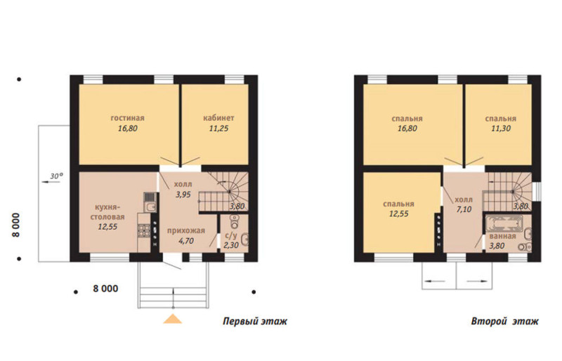 Проект дома 8 на 8 из газобетона Проект дома 8 на 8 из газобетона