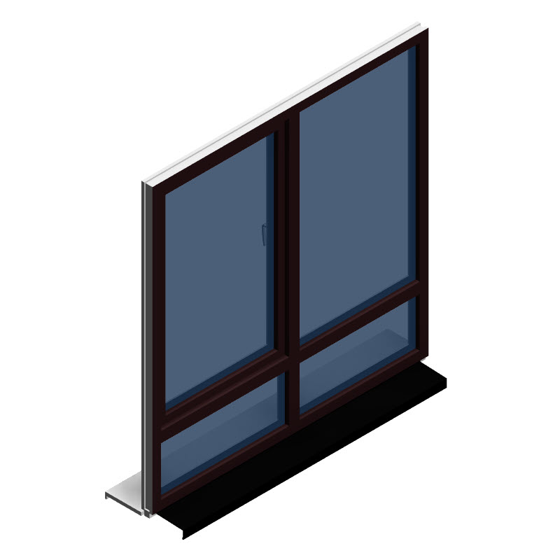 Окно 2-ств. с глух. частью снизу Vektor Dekor темный дуб