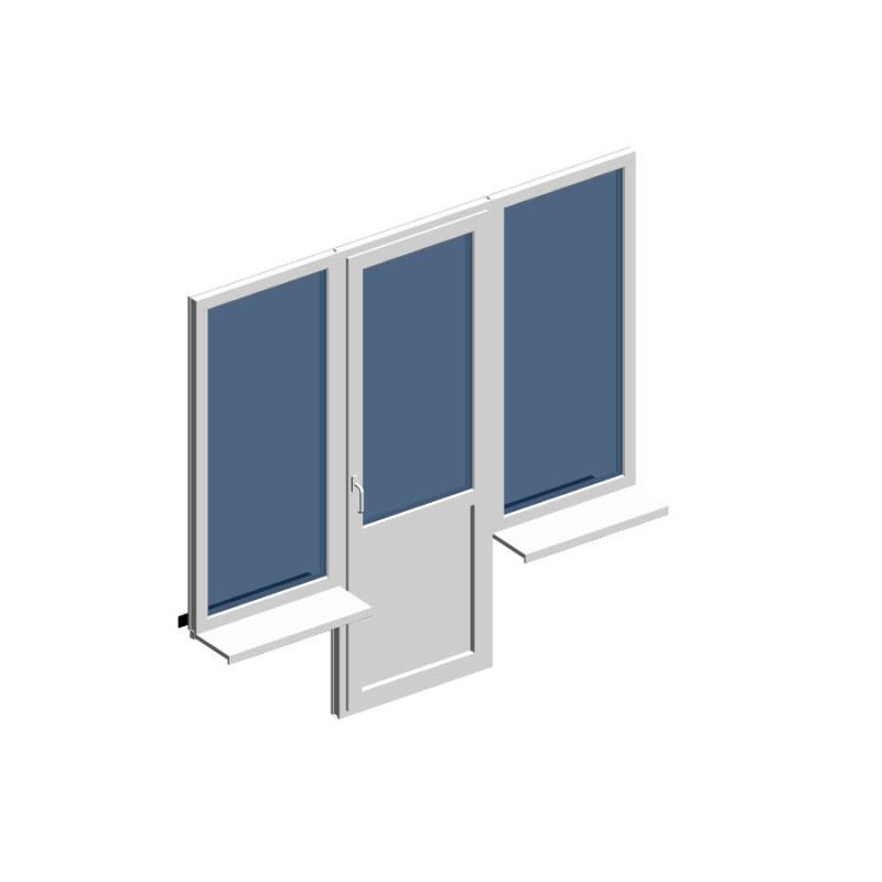 WINTECH Балк. блок + 2 одноств. окна. Фурнитура ACCADO