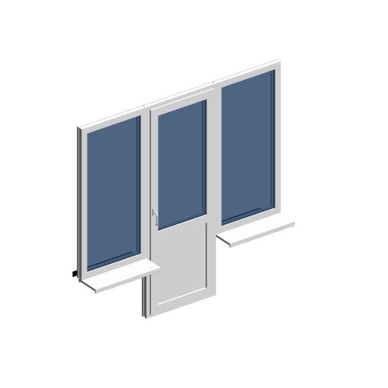 Балк. блок с 2-мя 1-ств. окн по бокам Thermotech 752(кл.А)