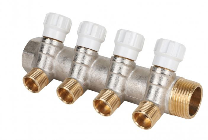 Коллектор латунный с рег вент MVI 25мм 15мм 4отв MM.404